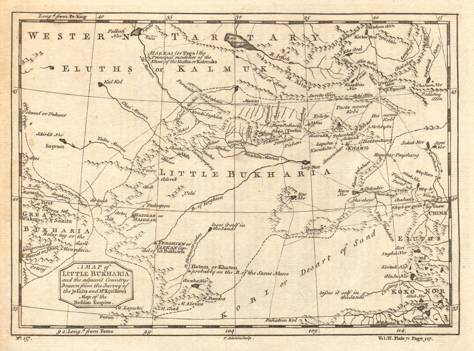 WESTERN CHINA/CENTRAL ASIA 'Little Bochara' Bukhara Gobi desert KITCHIN 1746 map